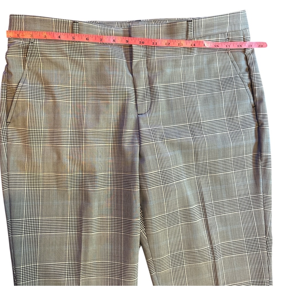 Women’s Banana Republic Ryan Grey, Black & Blue Plaid Flat Front Pants, Size 14 - Picture 3 of 9